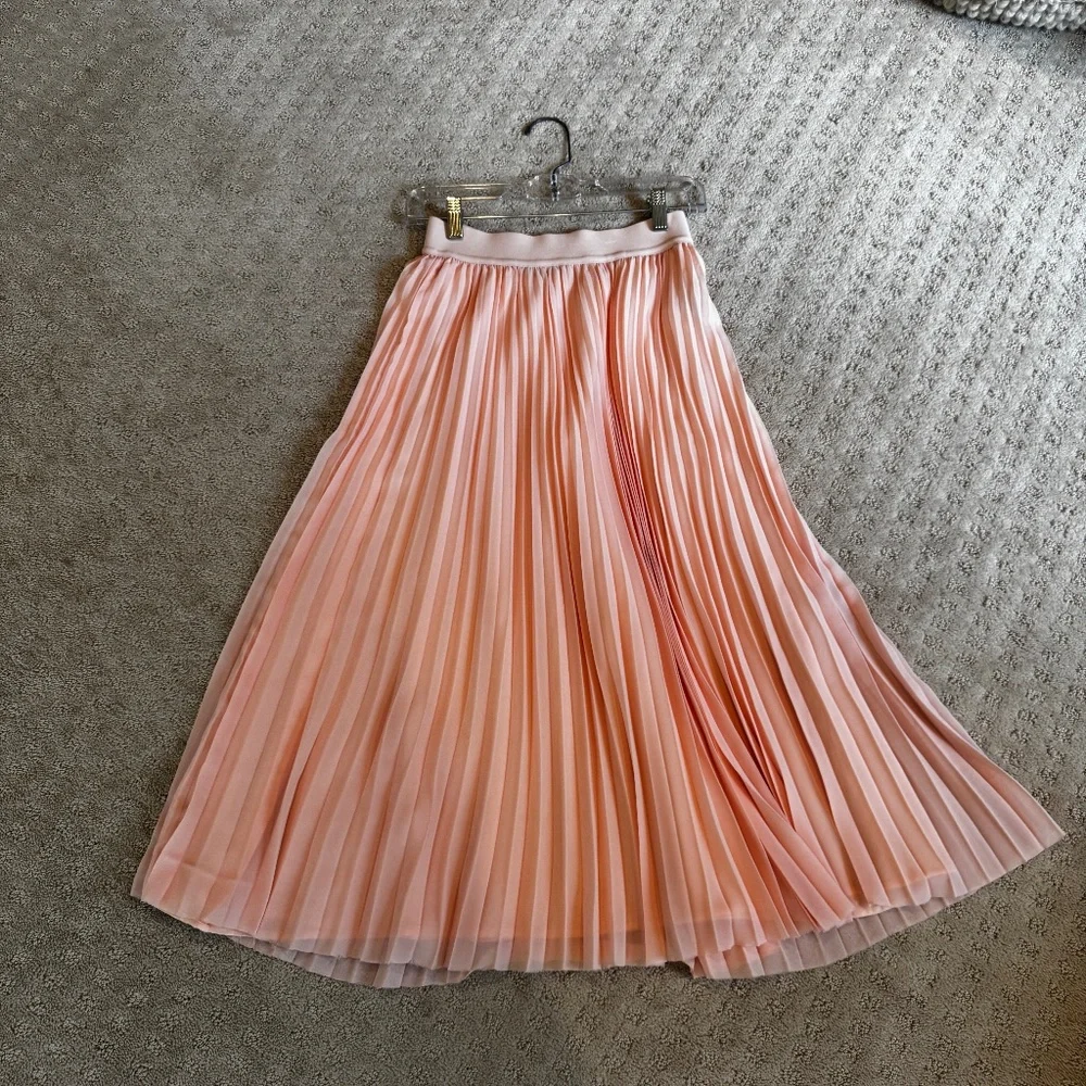 Quince Size Small Light Pink Pleated Midi Skirt - Picture 1 of 2